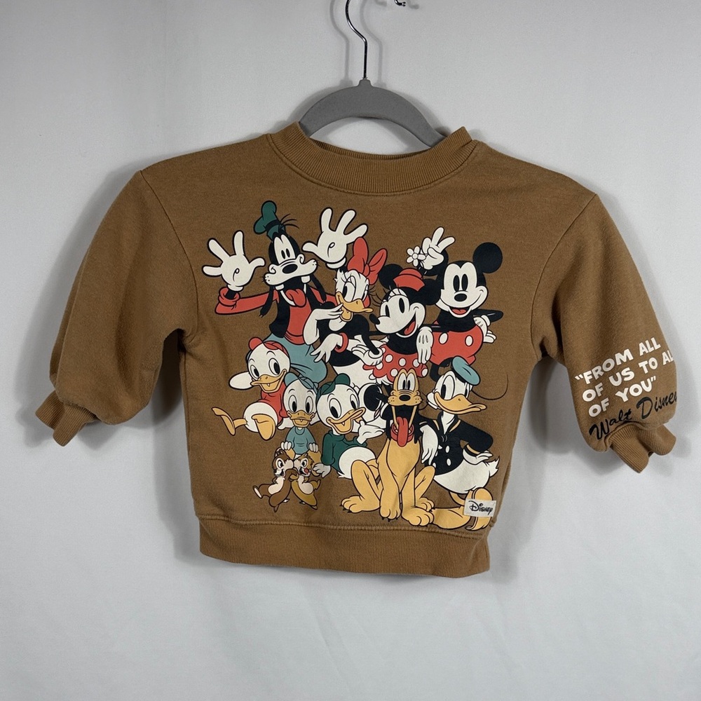 Disney H&M Mickey Mouse & Friends‎ Graphic Brown Crewneck Sweatshirt Kids 3-4T